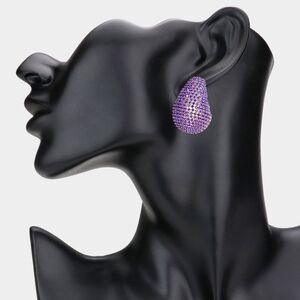 Sapphire Bling Rhinestone Stud Earrings Statement Accessories Teardrop WaterDrop